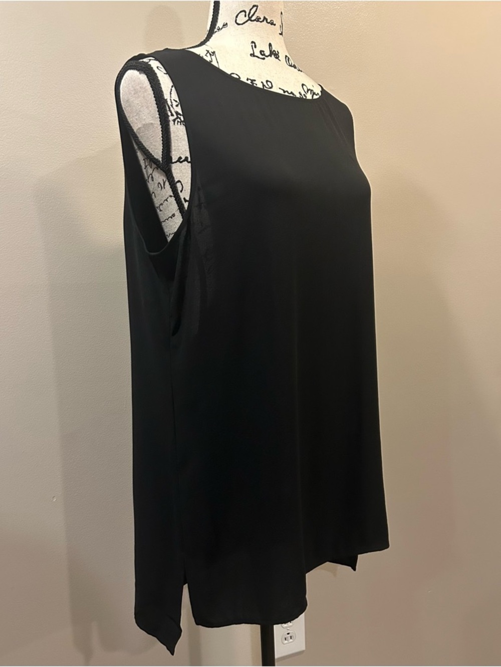 Eileen Fisher System Silk Georgette Crepe Bateau Neck Shell Top - Picture 6 of 7